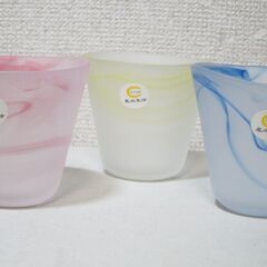 風水☆手びねり風 色彩グラス3個組(黃/青/赤) Dr.Copa