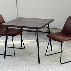 美品◇ナフコ ダイニング3点セット◇ヴィンテージ風◇ウォールナッ...
