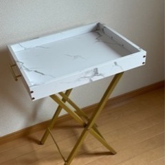 FryLR サイドテーブル 2セット　トレイ付き 大理石柄 トレ...
