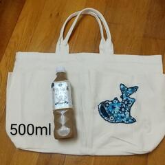 値下中！大容量トートバック、刺繍、ジンベイザメ、ブルー、マイバック、ハンドメイド  鞄の画像