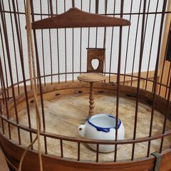 昭和レトロ 大型 鳥かご 鳥籠 バードケージ ショーケース 木製 アンティーク ヴィンテージ 古道具 古民具 古民家 オブジェ 大正ロマン の画像