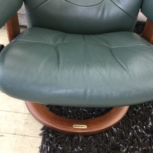 【✨大人気❗️グリーン❗️オットマン付き❗️リクライニング❗️ハイブランド❗️本革❗️✨】定価¥240,000 EKORNES/エコー
