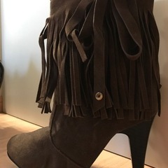 新品、リボンフリンジブーツの画像