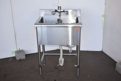 【ヤ取終了3/11】≪zy730≫業務用 シングルレバー混合水栓 バックガード付き ステンレス 1槽 シンク/流し台 厨房/飲食店 41001-01