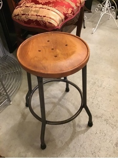 オールドメゾン アイアンスツール チーク材