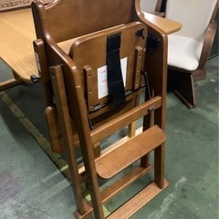 ● 木製ワンタッチハイチェア、キッズ用ハイチェア、折りたたみ式の画像