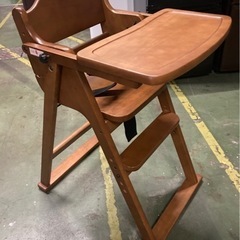 ● 木製ワンタッチハイチェア、キッズ用ハイチェア、折りたたみ式の画像
