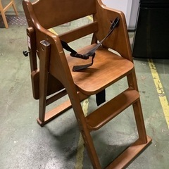 ● 木製ワンタッチハイチェア、キッズ用ハイチェア、折りたたみ式の画像