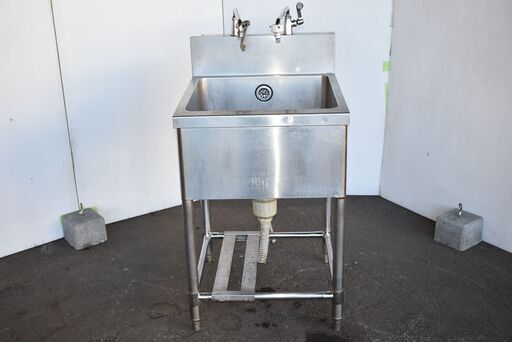 【ヤ取終了5/7】≪zy736≫美品 シングルレバー 単水栓/蛇口 バックガード ステンレス 1槽 シンク/流し台 厨房/飲食店 zy736ジ 41001-07