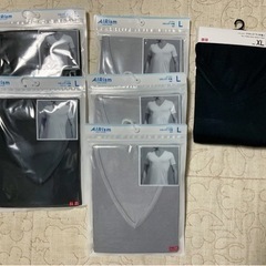 ユニクロ　エアリズム Vネック 半袖Tシャツ　Lサイズ5着、ドラ...