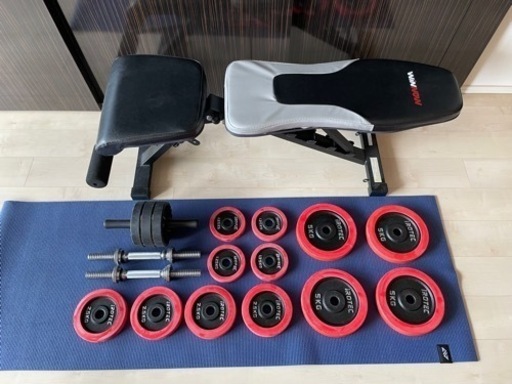 トレーニングセット IROTEC アイロテック ダンベル 40kg ベンチ 腹筋ローラー
