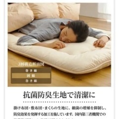 セミダブルマットレス、枕カバー付き。の画像