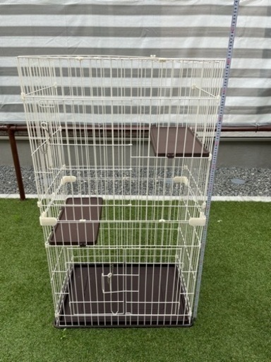 猫　ゲージ2段　ホワイト　美品