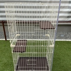 猫　ゲージ2段　ホワイト　美品