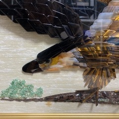 宝石画 貴石画 鷹 美術 アンティーク額縁 宝石 貴石の画像
