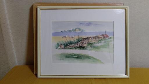 小柳秀春 水彩画 肉筆 サイン有り風景画