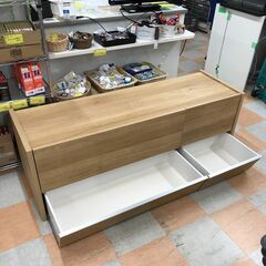 TV台 木目調 ナチュラル W(幅)140.5×H(高さ)49.7×D(奥行き) 44.5cm ※クリーニング済みの画像