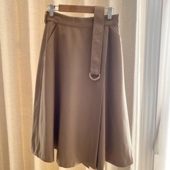 ナノユニバース　フレアラップ風スカート キャメル