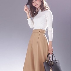 ナノユニバース　フレアラップ風スカート キャメルの画像