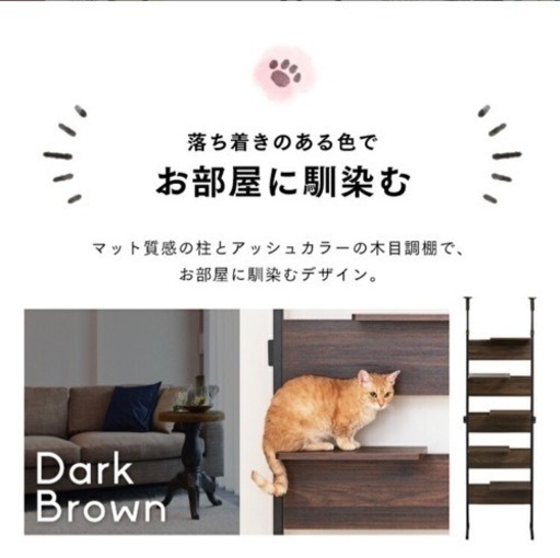 キャットタワー 突っ張り 壁面 おしゃれ 省スペース ウォールナット