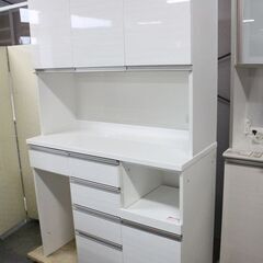 NITORI/ニトリ キッチンボード リガーレ 幅120 ハイグロスホワイト ソフトクローズ モイス  食器棚 中古家具 店頭引取歓迎 R6550)
