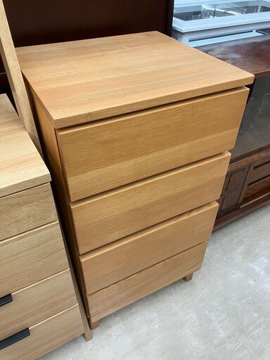 【値下げしました!!】 無印良品 4段チェスト MUJI 約48×45×90.5cm 天然木 収納家具 No.2093● ※現金、クレジット、スマホ決済対応※