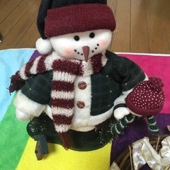 クリスマスリースとスノーマンの置物セット　難アリの画像