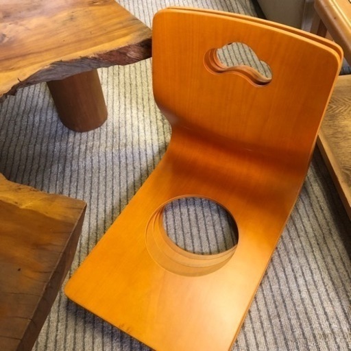 【引取先決まりました！】 天然木 一枚板 ローテーブル ＋ 座椅子 4脚セット 和風 座卓 お店まで取りに来て下さいね！