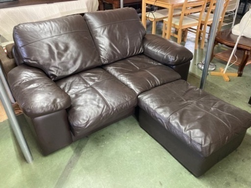 ○ 本革、レザーソファー、オットマン付き、ニトリ