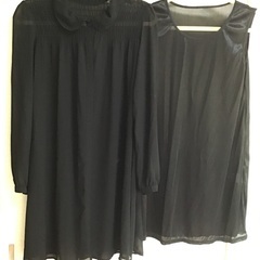 黒ワンピース　インナーオマケで⭐️カーディガンにも⭐️美品⭐️連絡の早い方優先で⭐️16日迄に取りに来て下さる方限定で🙏の画像