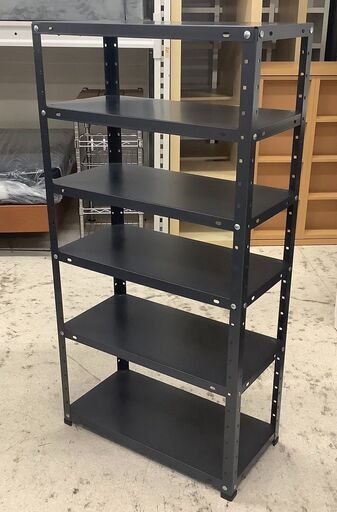スチールラック 6段 高さ約120センチ スリムタイプ ブラック【ユーズドユーズ名古屋天白店】J2135