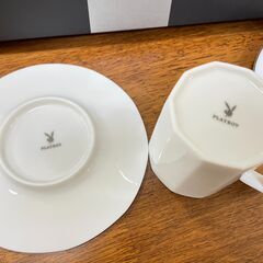 【7265‐2】PLAYBOY プレイボーイ カップ＆ソーサー PB-1025 10角コーヒーペアセット コーヒーカップ ペアカップ 白 未使用品の画像