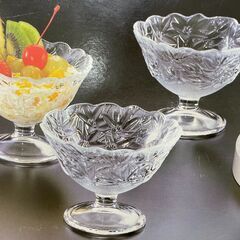 【7643‐2】佐々木硝子 デザートグラスセット 5客セット デザートカップ フルーツ皿 食器 洋食器 未使用品の画像