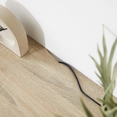 LOWYA [幅120] パソコンデスク タップ収納付き 木製 スチール脚の画像