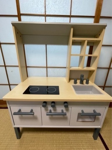 クッキングトイ おもちゃキッチン収納 ままごとセット おもちゃ箱 木製 モノトーン　LOWYA