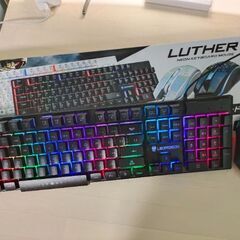 LED Keyboard mouse set ゲーミングキーボー...