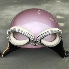 ヘルメット ピンク ゴーグル付き