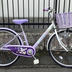 ＜整備・良品＞ブリヂストン・24インチ子供用自転車・変速なし パープル 鍵付き