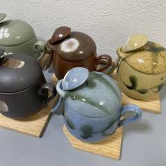 【6047】スープマグ 5客 蓋つき おろし用突起あり スプーン付き コースター付き マグカップ 未使用品の画像