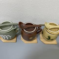 【6047】スープマグ 5客 蓋つき おろし用突起あり スプーン付き コースター付き マグカップ 未使用品の画像