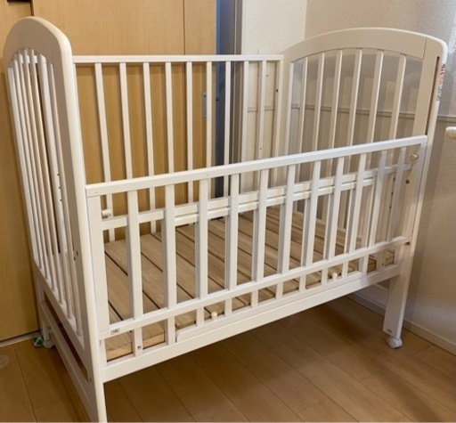 KATOJI ベビーベッド レギュラー ハイタイプ ホワイト (マットレス付き)