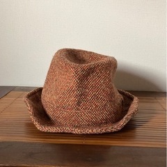 ハット　中折れ帽　冬　針金入り　オレンジ　ブラウン