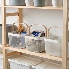 【新品未使用品】ＩＫＥＡ/イケア　RISATORP/リーサトルプ 　バスケット25x26x18 cm　ホワイト（604.805.44/60480544）の画像