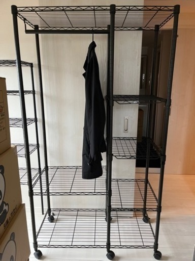 【お取引中】スチールラック衣装棚　マット黒