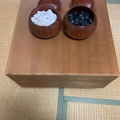 高級碁盤　碁石付き　天地柾目　カバー付き