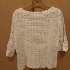 ベトナム製　コットンレース　ブラウス　七分袖　ラッパ袖　Ｌサイズの画像