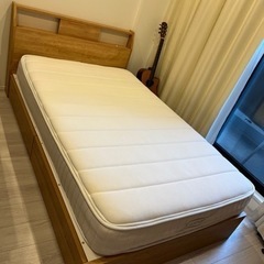 値下げしました❗️ニトリ　セミダブルベッド　フレーム(アザン3 浅型/LBR) ライトブラウン