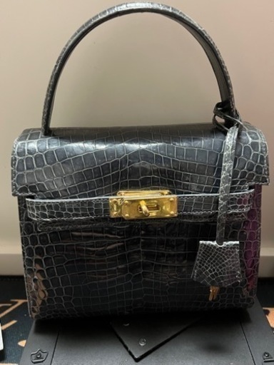 クロコダイルのケリー型バッグ(本物シンガポール産クロコダイル)