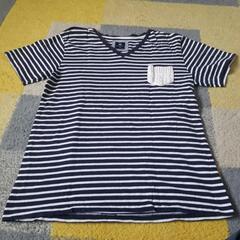Mitsumine 白黒ボーダーTシャツ(ポケット付)