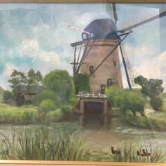 【額装】　絵画　油彩画　風景画　KEIKO　サイン有　額：縦47㎝×横56㎝×厚み5㎝の画像